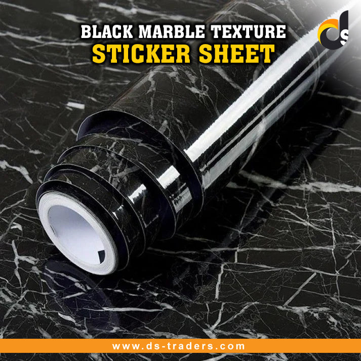 Black Marble Texture Design PVC Waterproof Sticker Sheet (60 x 200 cm)