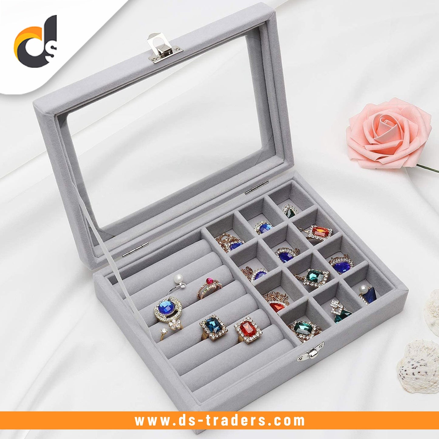 Portable Velvet Jewelry Box | Elegant Ring Display Organizer